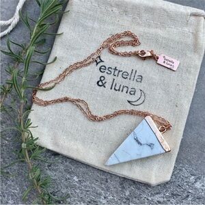 Estrella & Luna 22k Rose Gold & Gray Marble Triangle Necklace